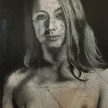 Painting titled "femme nue, huile" by Christophe Cassan, Original Artwork, Oil