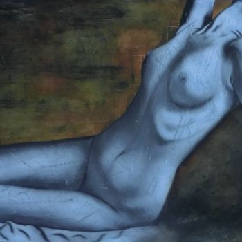 Painting titled "femme nue, huile" by Christophe Cassan, Original Artwork, Oil