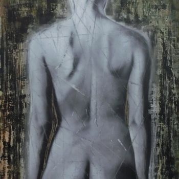 Painting titled "femme de dos, nue (…" by Christophe Cassan, Original Artwork, Oil