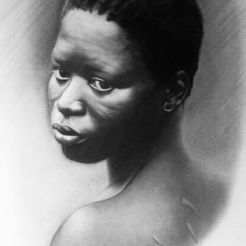 Dessin intitulée "L’esclave" par Christel David, Œuvre d'art originale, Graphite