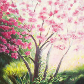 Peinture intitulée "La floraison timide…" par Christel Fréon, Œuvre d'art originale, Acrylique
