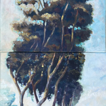 Peinture intitulée "Le chemin des eucal…" par Christel Fréon, Œuvre d'art originale, Acrylique Monté sur Châssis en bois