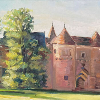 Painting titled "Le Château fort d'A…" by Christel Fréon, Original Artwork, Oil Mounted on Wood Stretcher frame