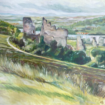 제목이 "Ruines du château G…"인 미술작품 Christel Fréon로, 원작, 아크릴 나무 들것 프레임에 장착됨