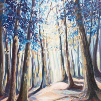 제목이 "Le sous-bois bleu"인 미술작품 Christel Fréon로, 원작, 아크릴 나무 들것 프레임에 장착됨