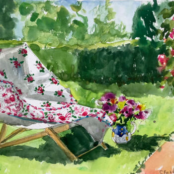 Painting titled "Après la sieste" by Christele Rondot, Original Artwork, Watercolor