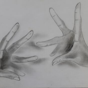 Dessin intitulée "Jeu de mains" par Christelle Carlton, Œuvre d'art originale, Crayon