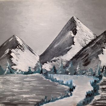 Pintura intitulada "Paysage hivernal" por Christelle Carlton, Obras de arte originais, Acrílico