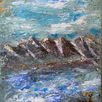 Pintura titulada "Paysage montagneux" por Christelle Cottrelle, Obra de arte original, Acrílico Montado en Bastidor de camil…