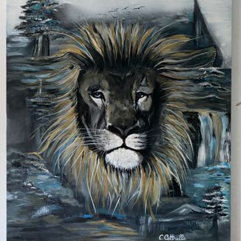 Painting titled "Une force de la nat…" by Christelle Cottrelle, Original Artwork, Acrylic Mounted on Wood Stretcher frame