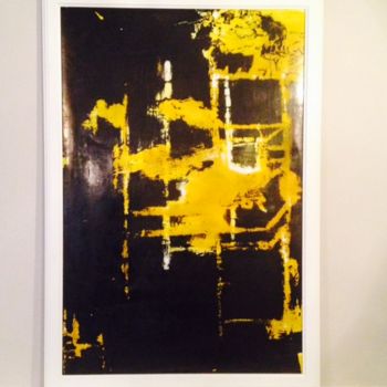 Painting titled "Black & Yellow" by Christelle Crokaert, Original Artwork, Other