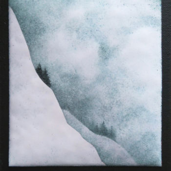 Painting titled "WINTER #1" by Christelle Derenne, Original Artwork, Enamel Mounted on Wood Panel