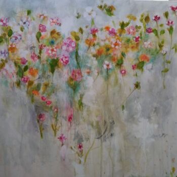 Peinture intitulée "Empreintes fleuries" par Hervieu Christelle, Œuvre d'art originale, Acrylique