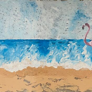 Peinture intitulée "Flamand sur plexi" par Christelle Mayeur, Œuvre d'art originale, Acrylique Monté sur Plexiglas