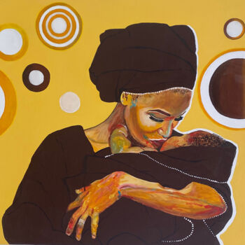 Painting titled "Fusion,  amour mate…" by Christelle Mayeur, Original Artwork, Acrylic Mounted on Wood Stretcher frame