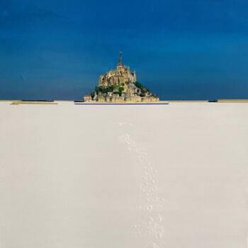 Painting titled "Mont Saint Michel,…" by Christelle Mayeur, Original Artwork, Acrylic Mounted on Wood Stretcher frame