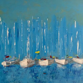 Painting titled "Sailing, acrylique…" by Christelle Mayeur, Original Artwork, Acrylic Mounted on Wood Stretcher frame