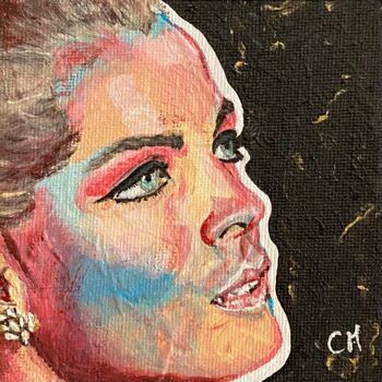 Painting titled "Romy Schneider, acr…" by Christelle Mayeur, Original Artwork, Acrylic Mounted on Glass