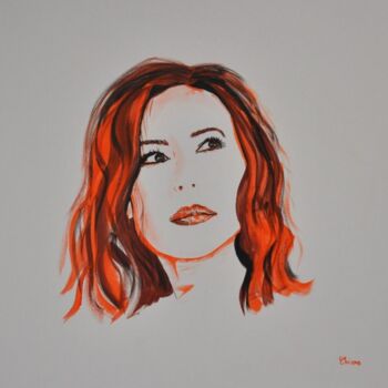 Painting titled "Monica Bellucci, ac…" by Christelle Mayeur, Original Artwork, Acrylic Mounted on Wood Stretcher frame