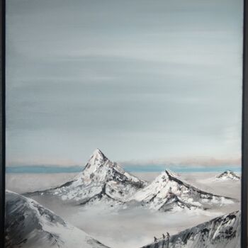 Painting titled "Alpinistes" by Christelle Remonnay, Original Artwork, Acrylic Mounted on Wood Stretcher frame