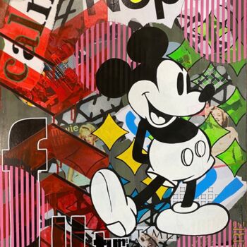 Painting titled "Mickey pop art" by Christelle Riffet (Céhère), Original Artwork, Acrylic Mounted on Wood Stretcher frame