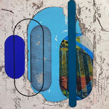 Peinture intitulée "Unstructured blue" par Christelle Riffet (Céhère), Œuvre d'art originale, Acrylique Monté sur Carton