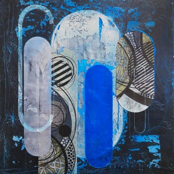 Peinture intitulée "PRIMARY BLUE" par Christelle Riffet (Céhère), Œuvre d'art originale, Acrylique Monté sur Châssis en bois