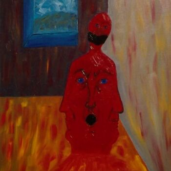 Painting titled "Le prisonnier" by Christelle Robert, Original Artwork, Oil