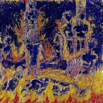 Peinture intitulée "La secte immolée" par Christelle Robert, Œuvre d'art originale, Huile
