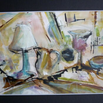 Pintura titulada "Lampe de table" por Christelle Veron Cherbonnier, Obra de arte original, Otro