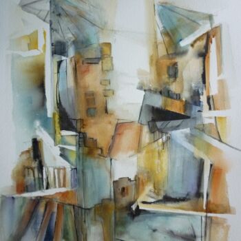 Painting titled "Pans de vie" by Christelle Veron Cherbonnier, Original Artwork, Watercolor