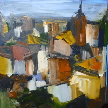 Картина под названием "Village de Provence…" - Christelle Veron Cherbonnier, Подлинное произведение искусства, Акрил