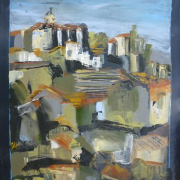 Pintura intitulada "Village de Provence…" por Christelle Veron Cherbonnier, Obras de arte originais, Acrílico