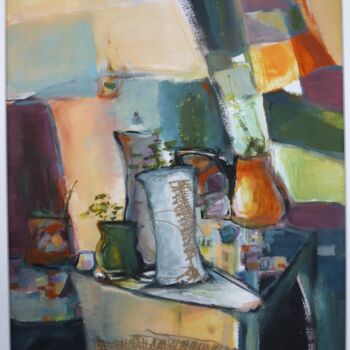 Painting titled "Commode d'atelier" by Christelle Veron Cherbonnier, Original Artwork, Other