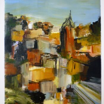 Peinture intitulée "Village de Provence…" par Christelle Veron Cherbonnier, Œuvre d'art originale, Acrylique