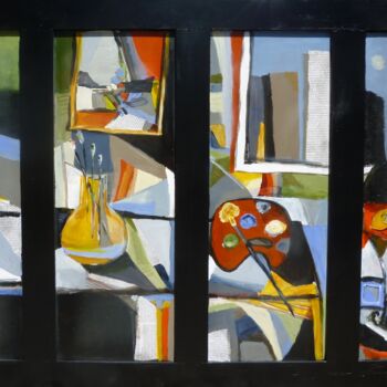 Peinture intitulée "Fenêtres d'atelier" par Christelle Veron Cherbonnier, Œuvre d'art originale, Autre