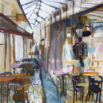 Painting titled "Wagon-restaurant" by Christelle Veron Cherbonnier, Original Artwork, Acrylic