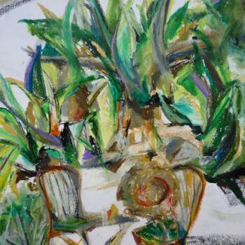 Pintura titulada "Jardin exotique" por Christelle Veron Cherbonnier, Obra de arte original, Tinta