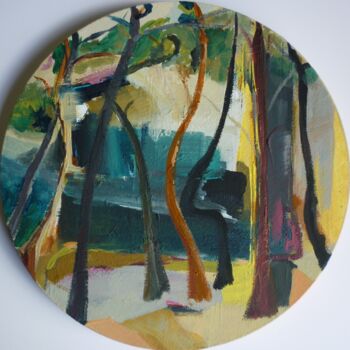제목이 "La pinède"인 미술작품 Christelle Veron Cherbonnier로, 원작, 아크릴 나무 들것 프레임에 장착됨