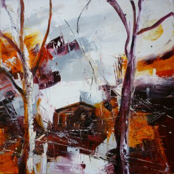 제목이 "La cabane au Canada…"인 미술작품 Christelle Veron Cherbonnier로, 원작, 기름 나무 들것 프레임에 장착됨