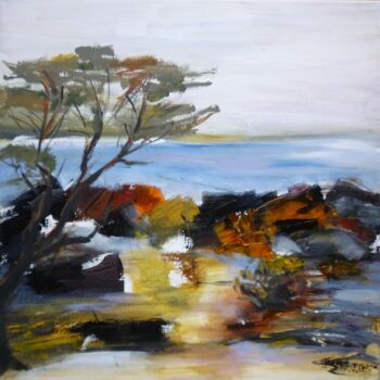 제목이 "Ecouter le vent 2"인 미술작품 Christelle Veron Cherbonnier로, 원작, 아크릴 나무 들것 프레임에 장착됨