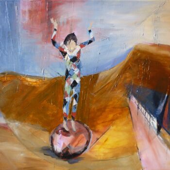 Malarstwo zatytułowany „Acrobate arlequin” autorstwa Christelle Veron Cherbonnier, Oryginalna praca, Akryl Zamontowany na Dr…