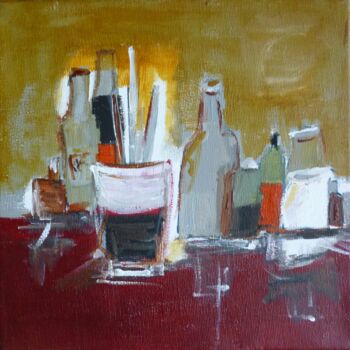 Painting titled "Les pots de De Stael" by Christelle Veron Cherbonnier, Original Artwork, Acrylic Mounted on Wood Stretcher…