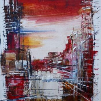 Painting titled "Ville patchwork 2" by Christelle Veron Cherbonnier, Original Artwork