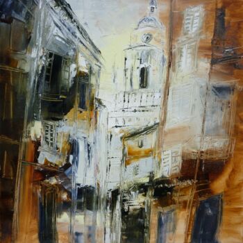 Painting titled "Ruelles mentonnaises" by Christelle Veron Cherbonnier, Original Artwork