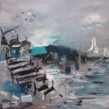 Painting titled "Les moulins de la c…" by Christelle Veron Cherbonnier, Original Artwork