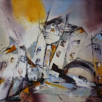 Painting titled "Village en Vaucluse" by Christelle Veron Cherbonnier, Original Artwork