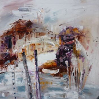 Painting titled "Sur la terrasse Gug…" by Christelle Veron Cherbonnier, Original Artwork, Oil