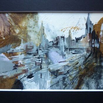 Peinture intitulée "Village de basalte 2" par Christelle Veron Cherbonnier, Œuvre d'art originale, Gouache
