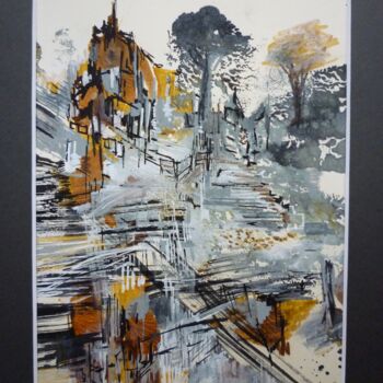 Картина под названием "Village de basalte 3" - Christelle Veron Cherbonnier, Подлинное произведение искусства, Акрил